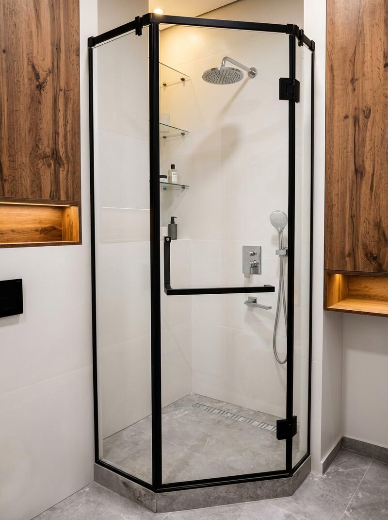 Душевая кабина с черной рамой