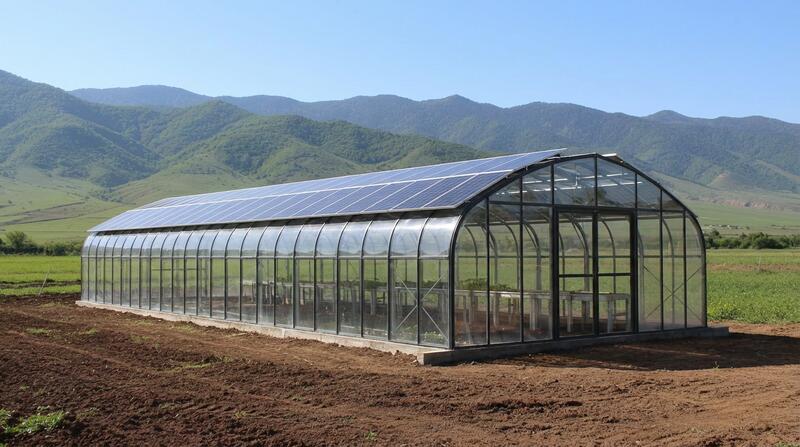 Теплица с солнечными панелями