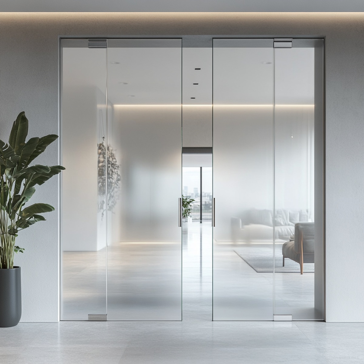 Стеклянные двери в гостиной